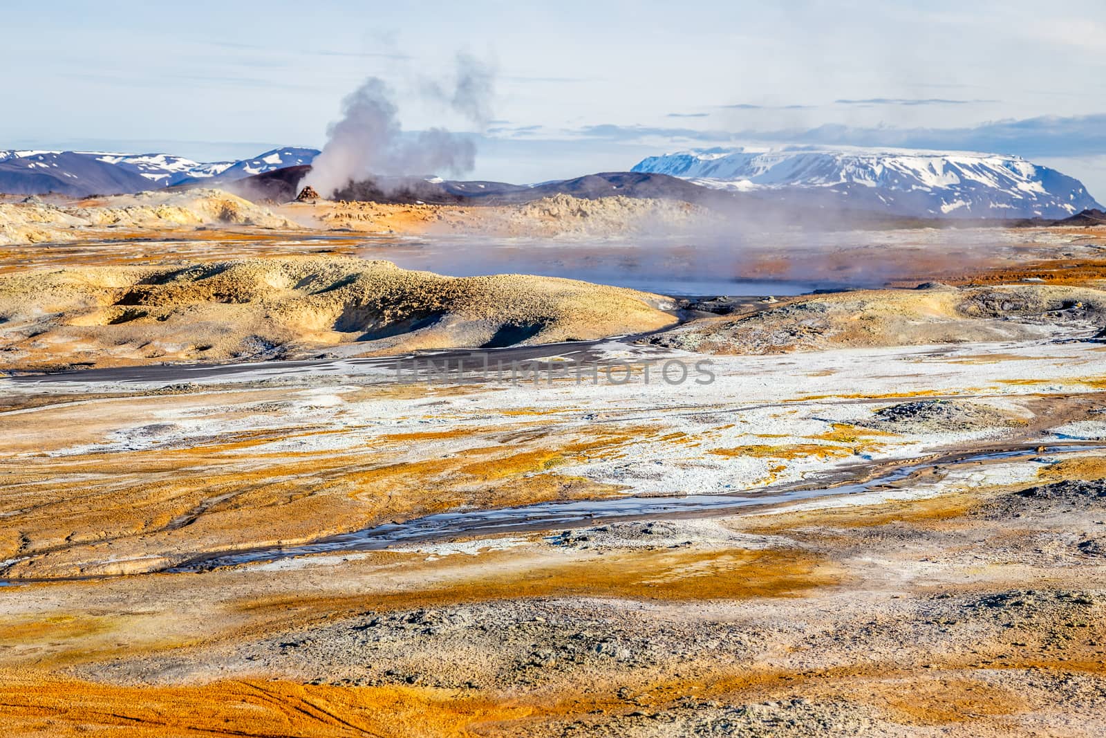 Geothermal field of Hverir, unique wasteland with pools of boili by ambeon