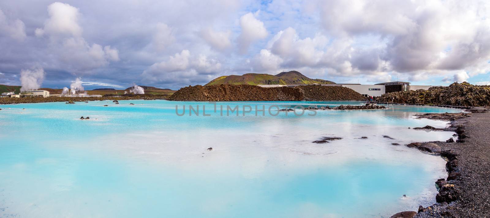 Blue lagoon panorama with termal power station in the background by ambeon