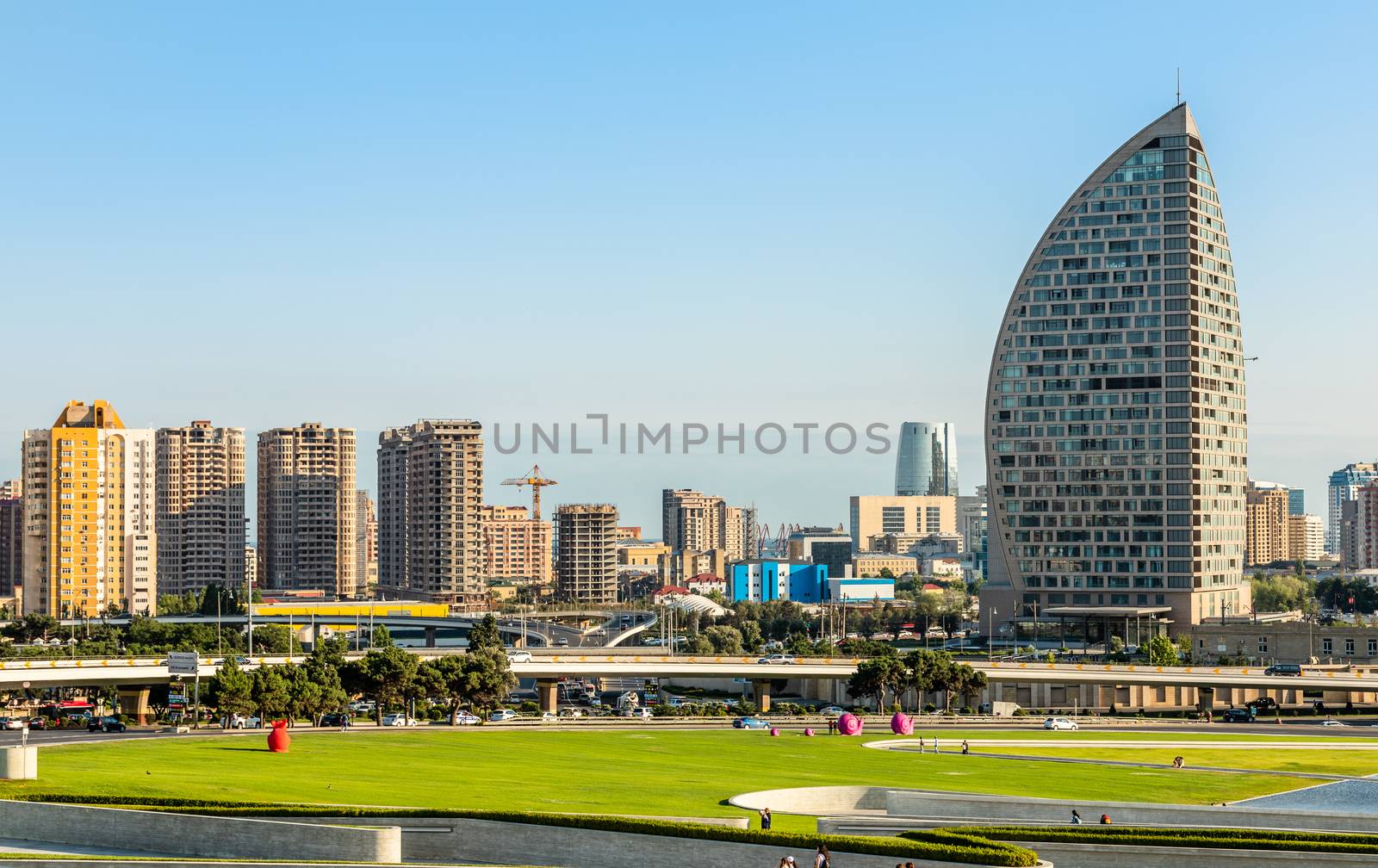 View to one of the residential district of Baku city with living by ambeon