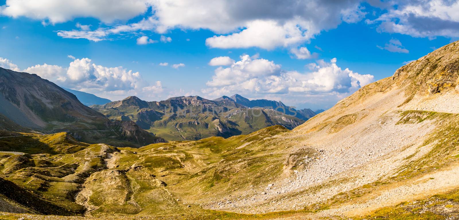 Panorama Alpine valley on a beautiful summer day by PavelRezac