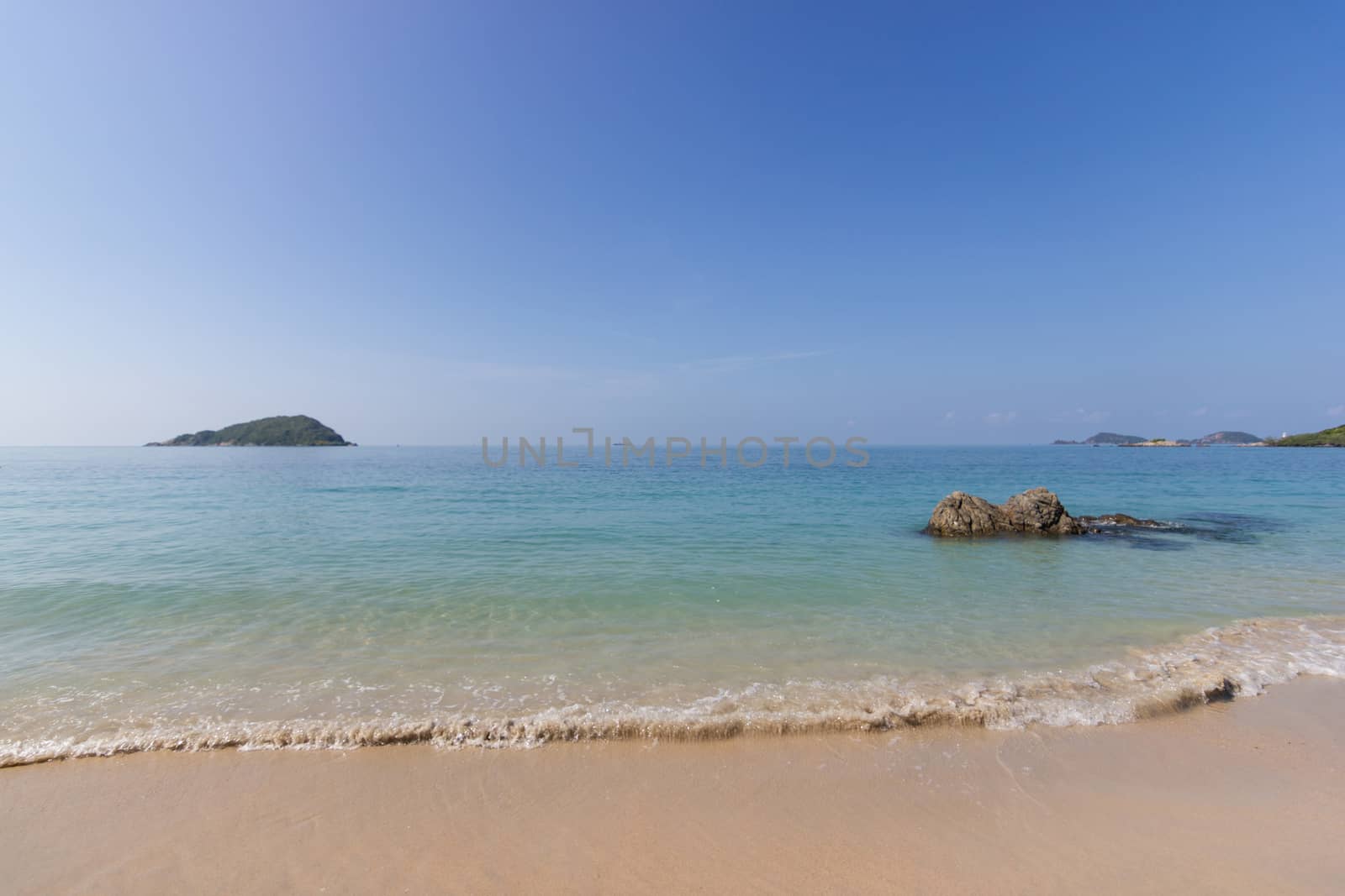 Landscapes View The atmosphere is beautiful Sand and sea and the color of the sky, The beach of Thailand.