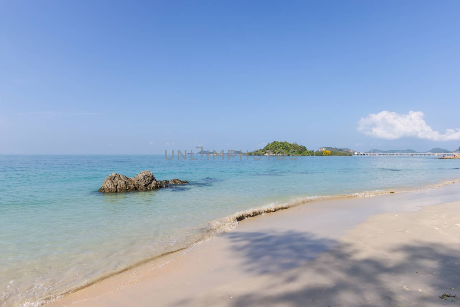 Landscapes View The atmosphere is beautiful Sand and sea and the color of the sky, The beach of Thailand.