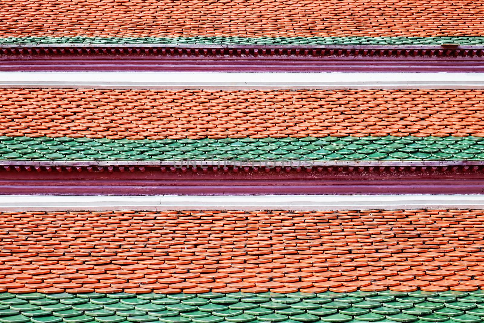 Rooftile pattern yellow green and red by Surasak