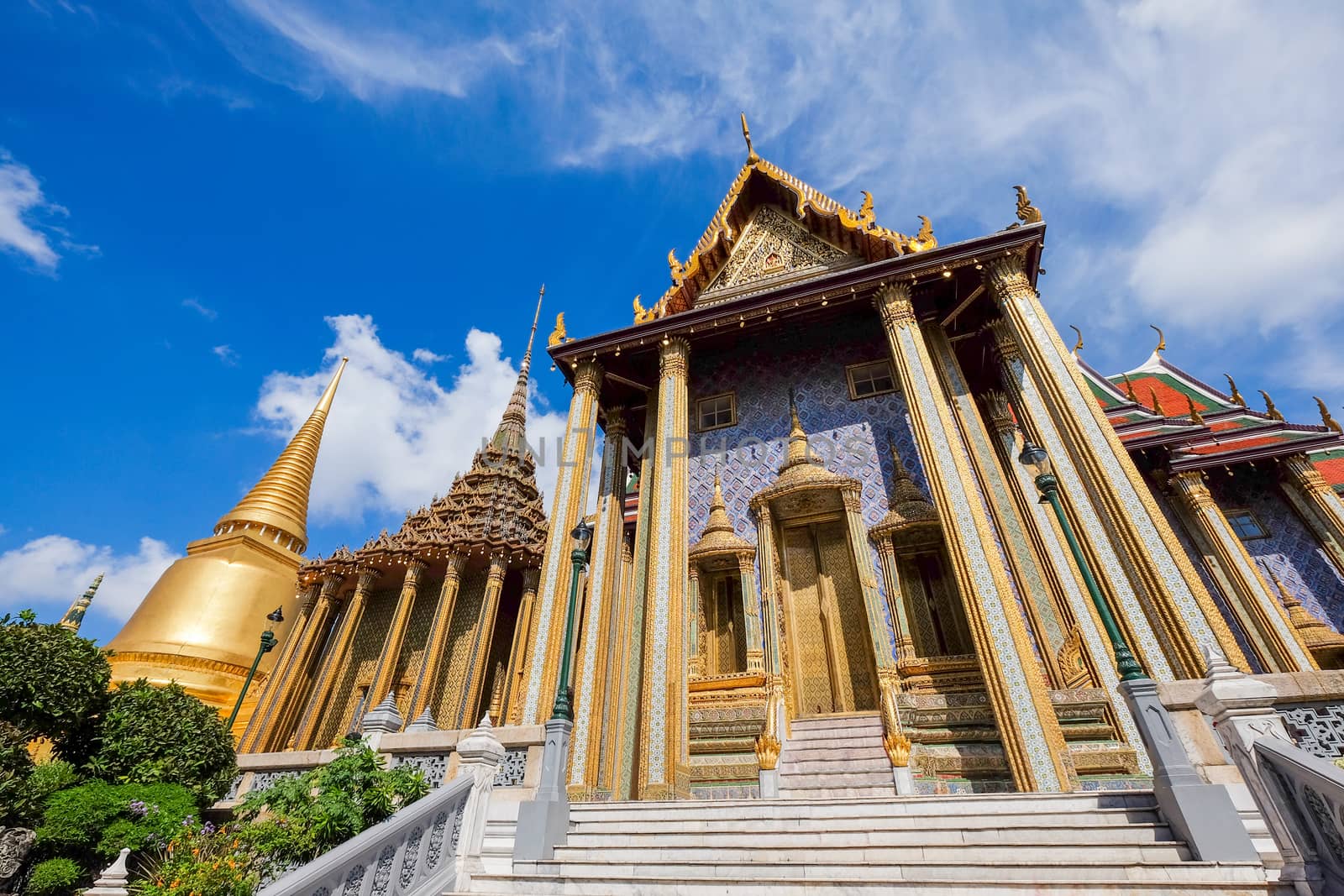 Wat Phra Kaew (The Emerald Buddha) daylight view in Thailand by Surasak