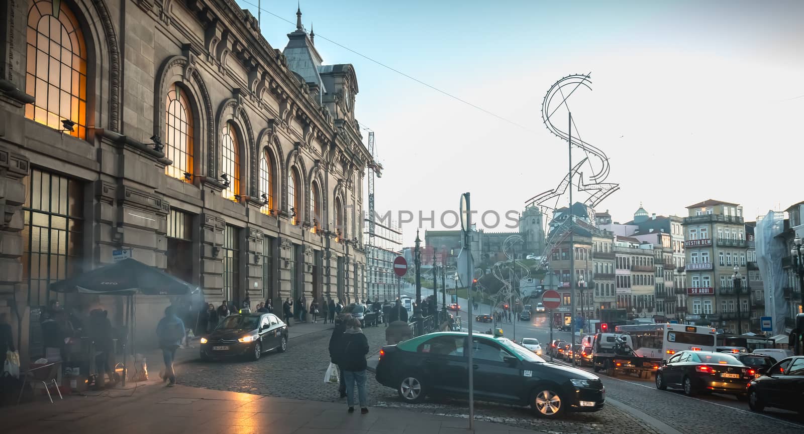 Street atmosphere in front of the Porto train station  by AtlanticEUROSTOXX