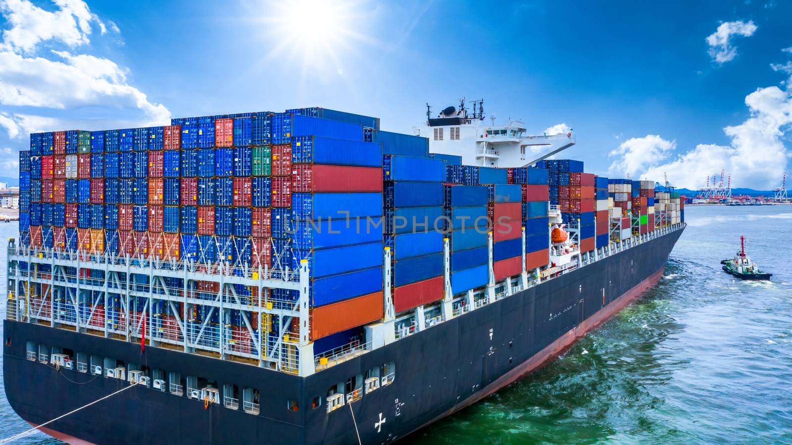 Container cargo ship, Freight shipping maritime vessel, Global b by AvigatoR