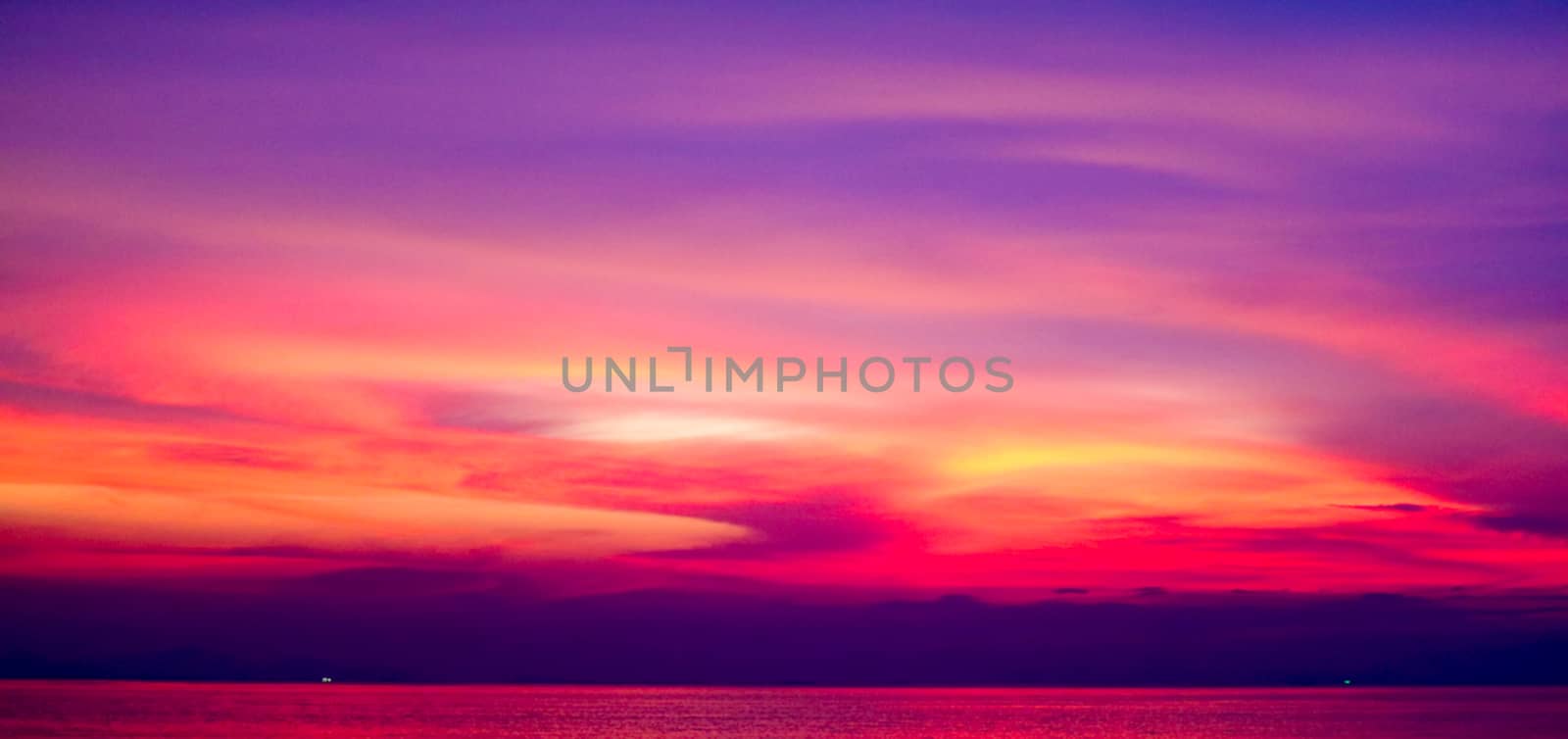 panorama colorful sky and cloud on sunset in the evening