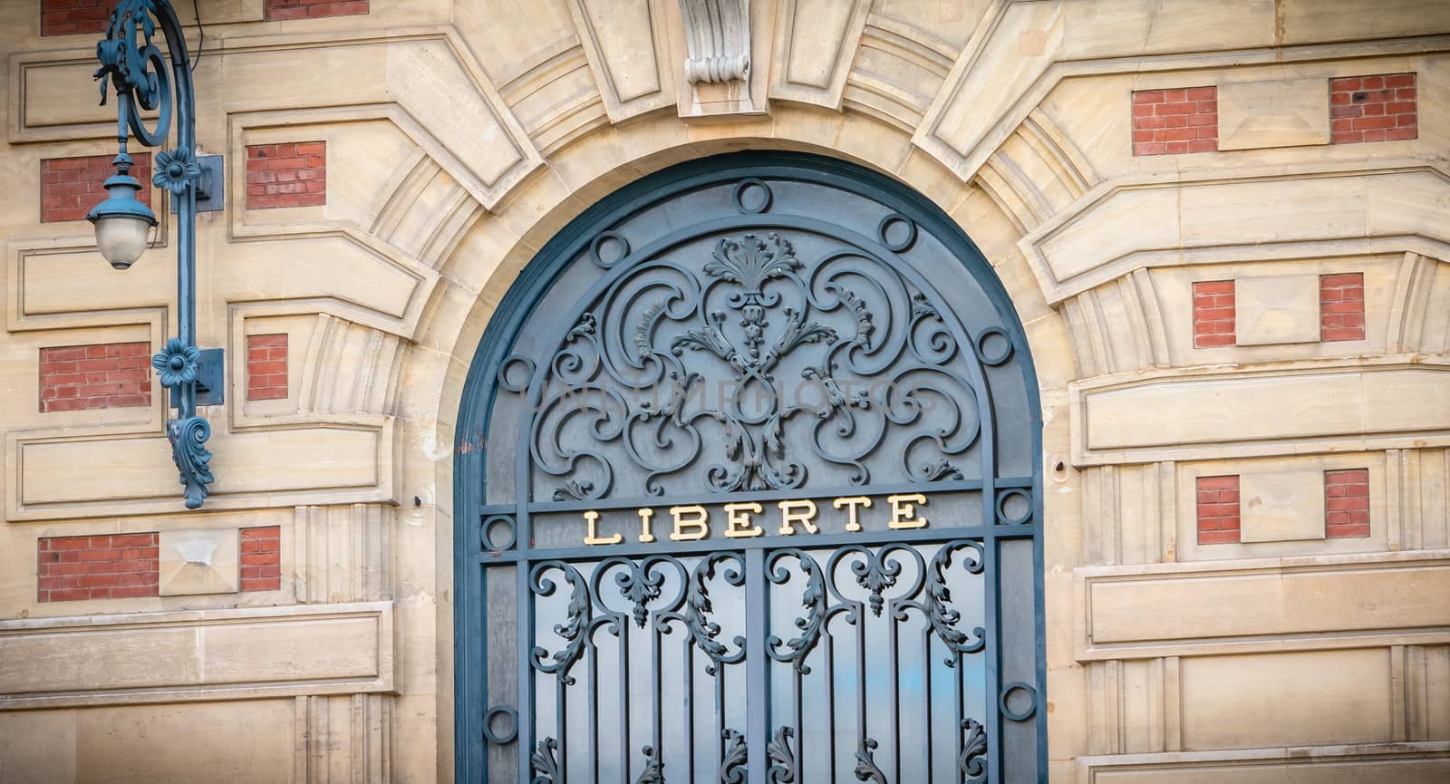 Versailles, France - October 9, 2017: Architectural detail of the town hall of the city on a fall day