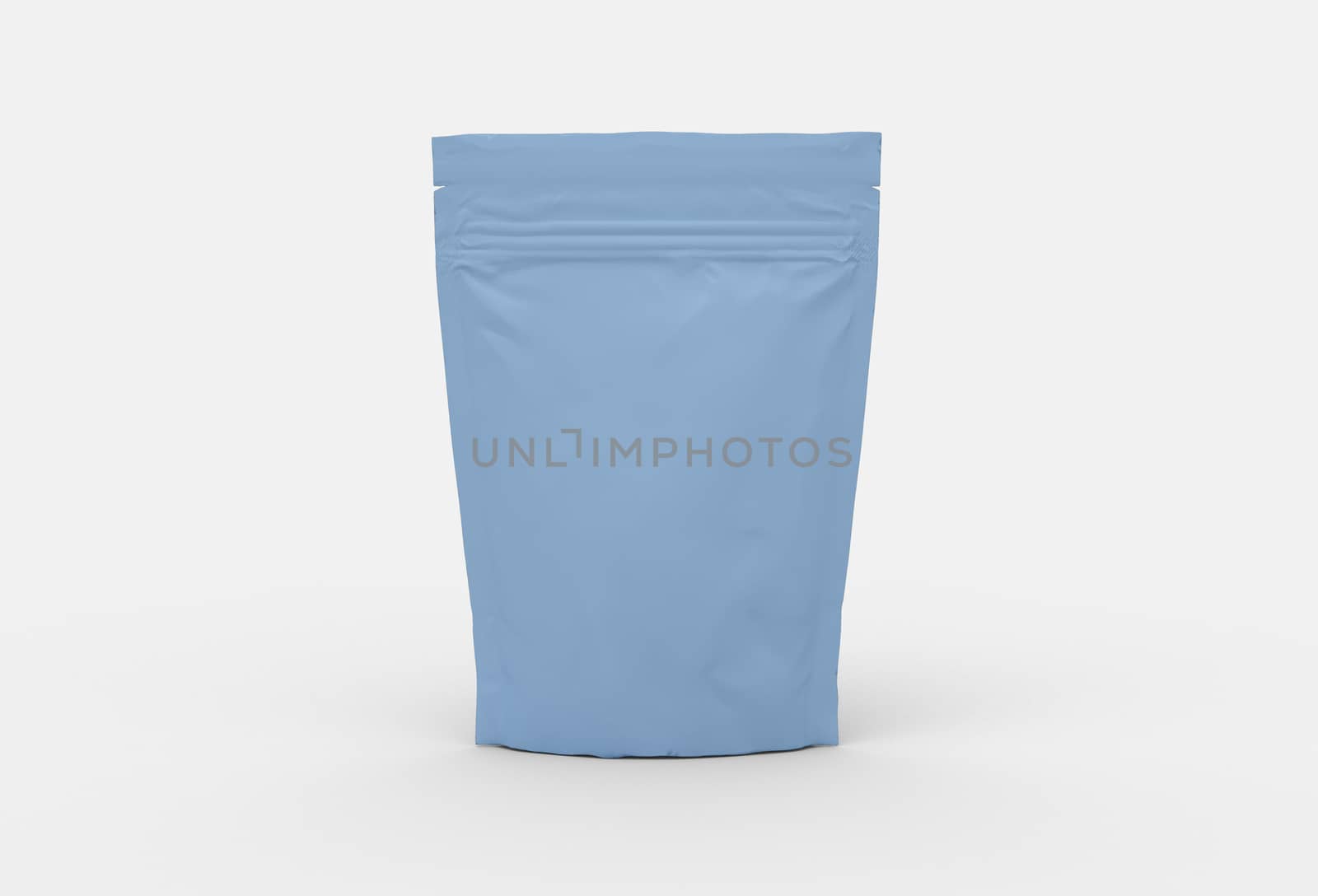 Blue food and snack pouch bag packaging mock-up design front view by cougarsan