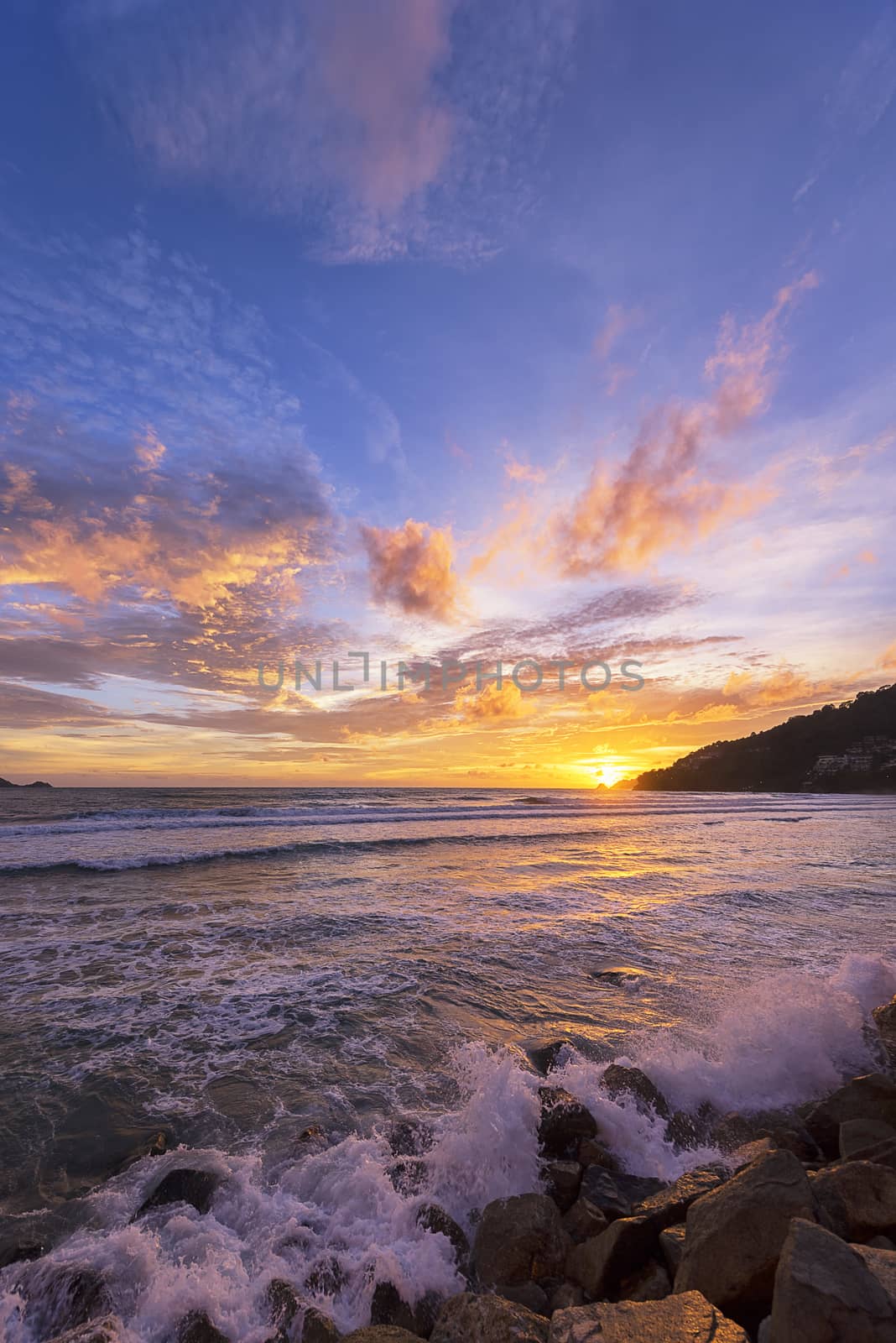 sunset sky and tropical sea