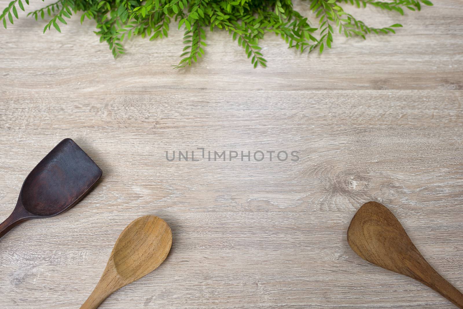 wood spoon wood Turner on white wood background