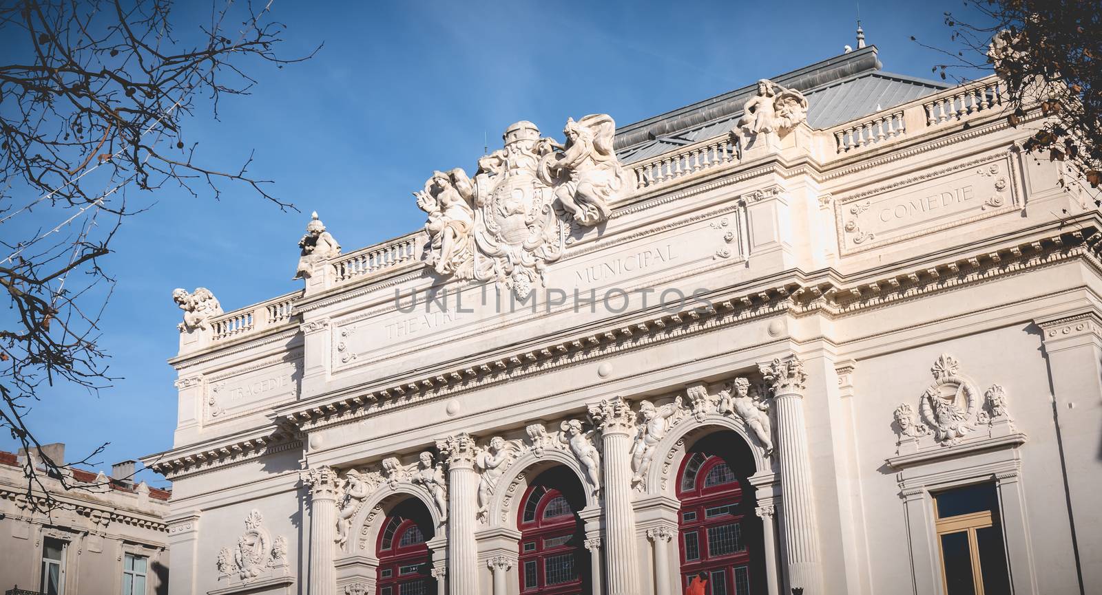 architectural detail of the Moliere theater of Sete, France by AtlanticEUROSTOXX