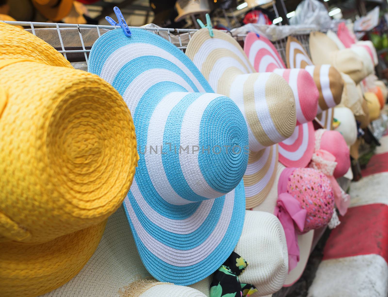 Summer hats sale at market