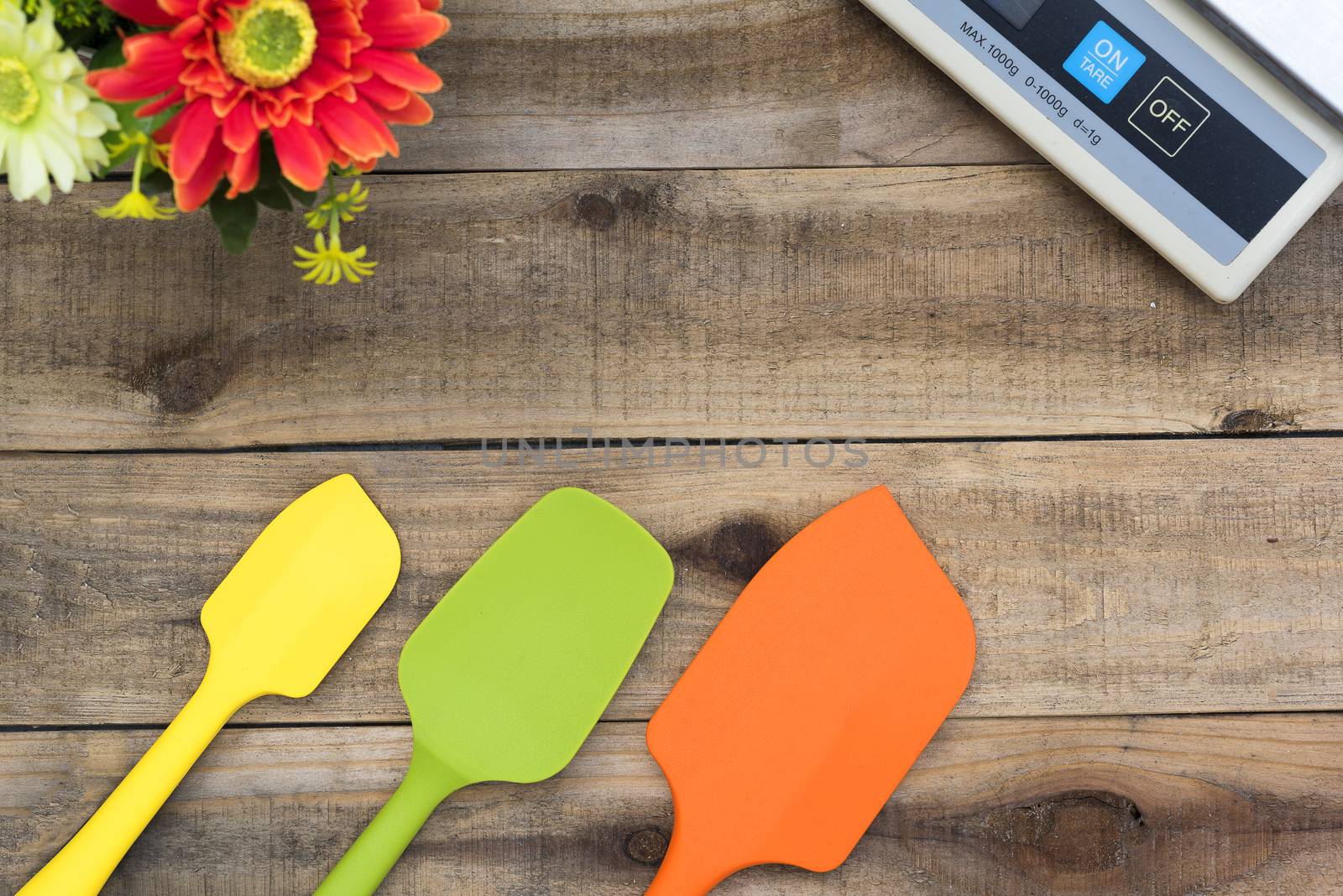 Bakery And Cooking tools silicone on wood table