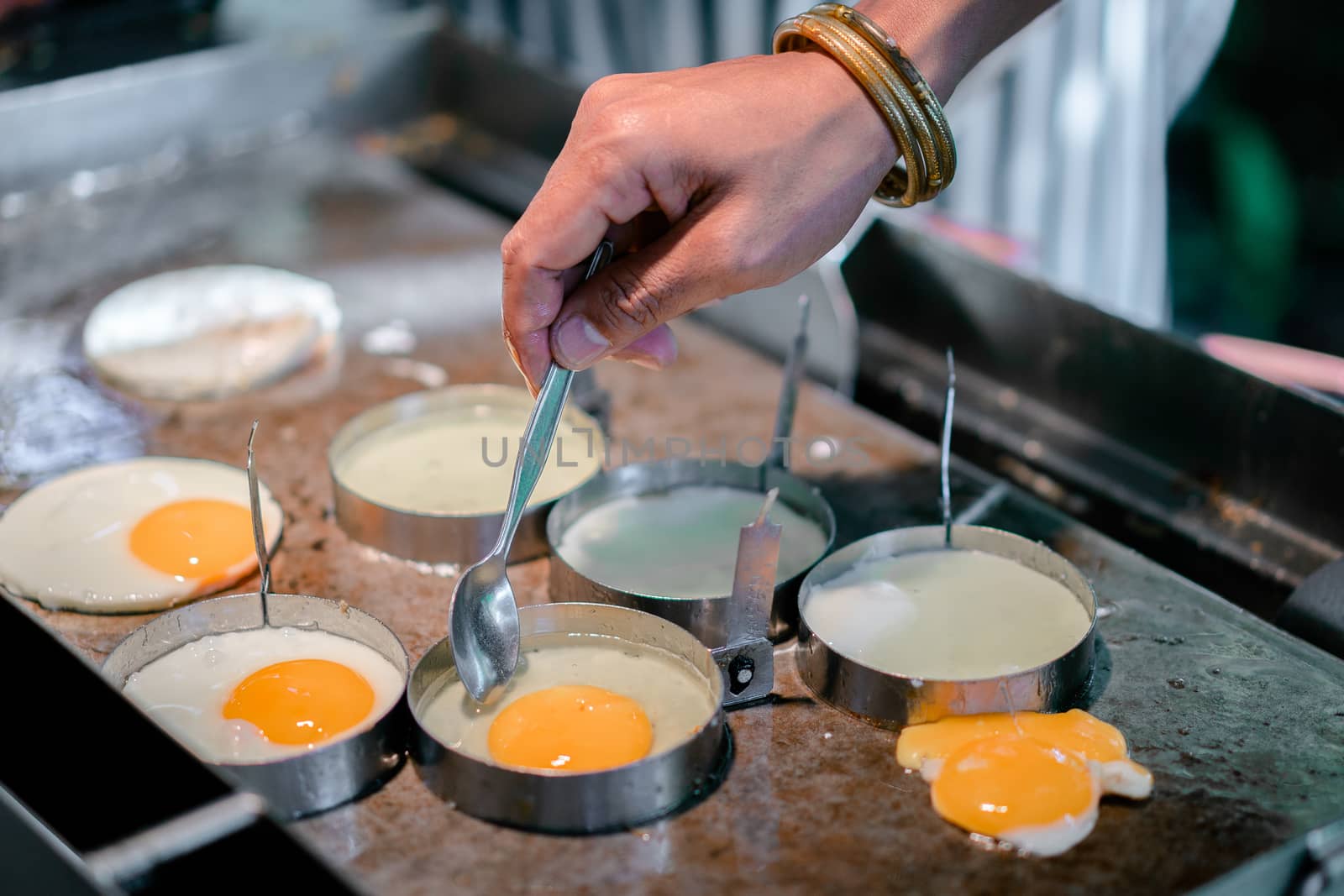 Cooking Fried Eggs on Pan