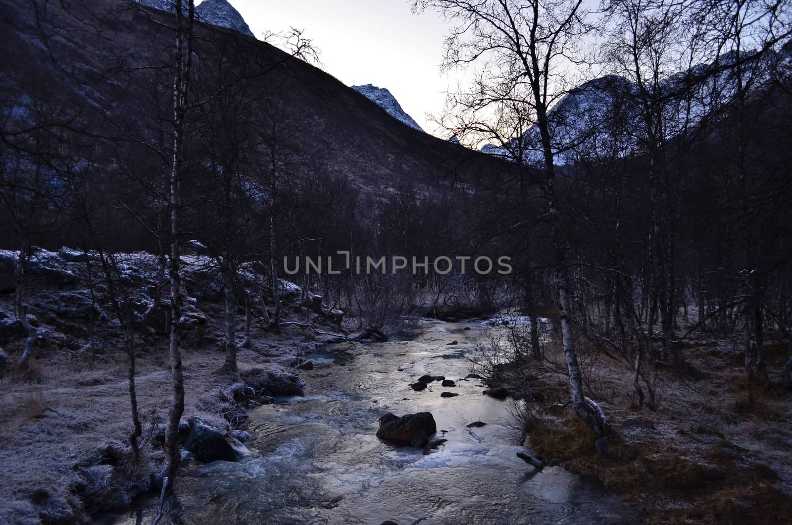 The mountain river heading from the glacier in Northern Norway