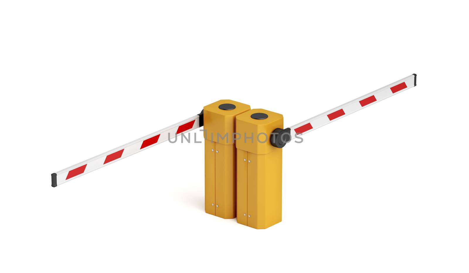Double parking barrier on white background