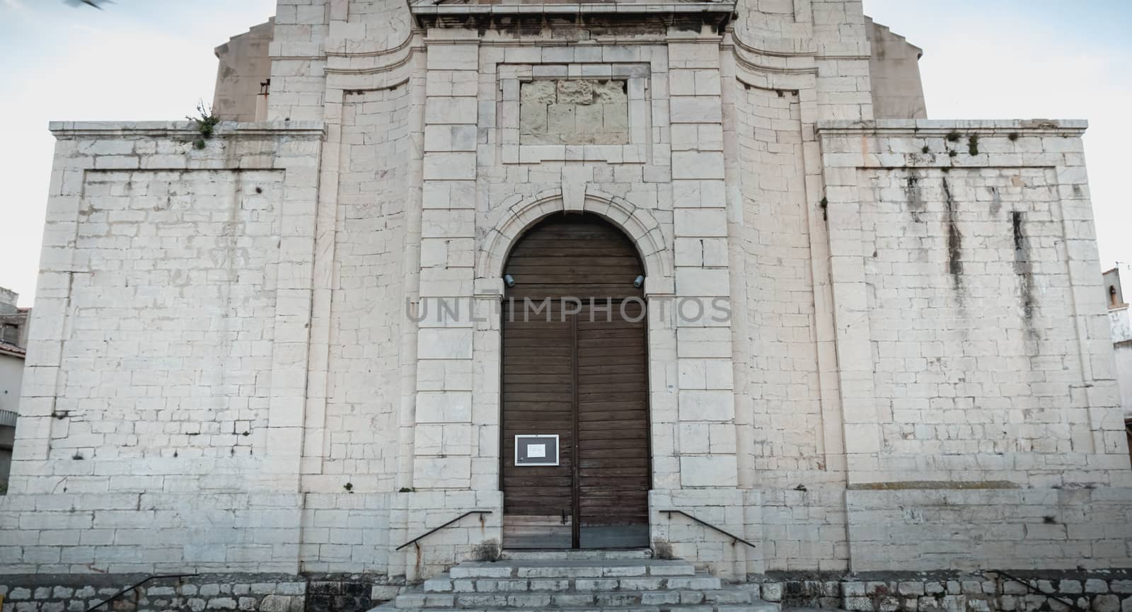 Sete, France - January 4, 2019: Architectural detail of the Saint Louis Church in the upstate of the city on a winter day