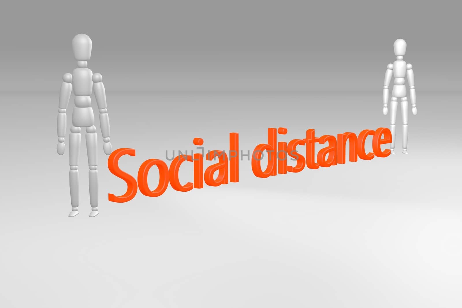 3D figures keeping social distance from each other by tanaonte