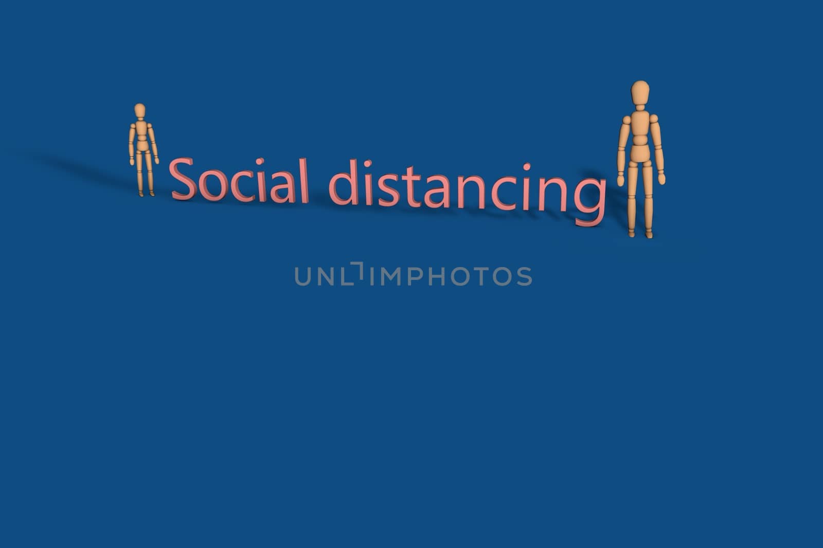 3D figures and social distancing word. by tanaonte