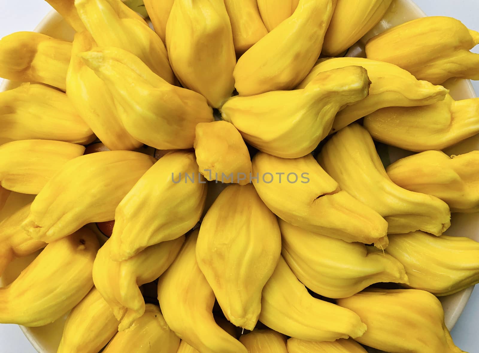 Beautiful view of Jack fruits kept in a plate for sale at market during the summer season
