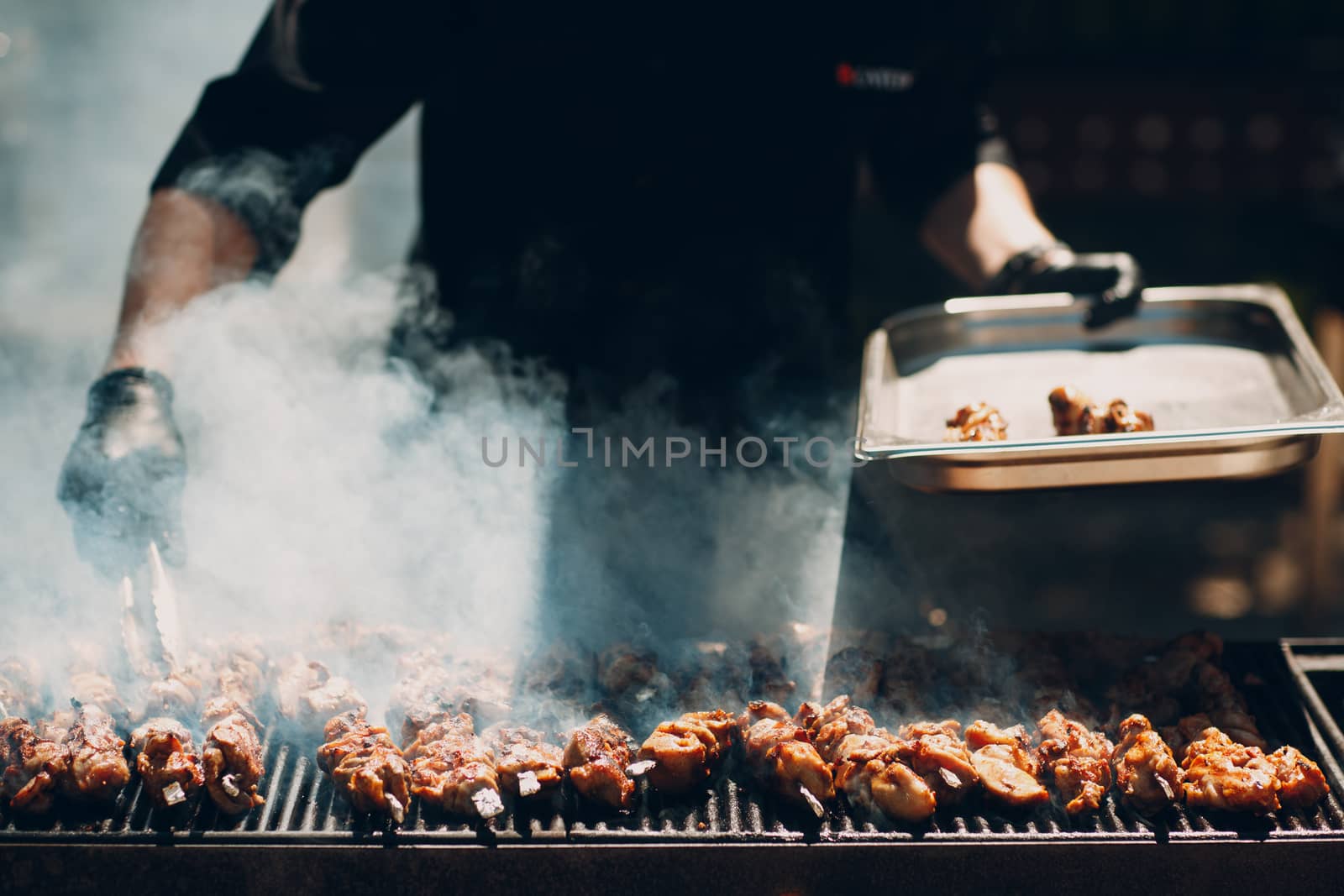 Preparation of shish kebab bbq