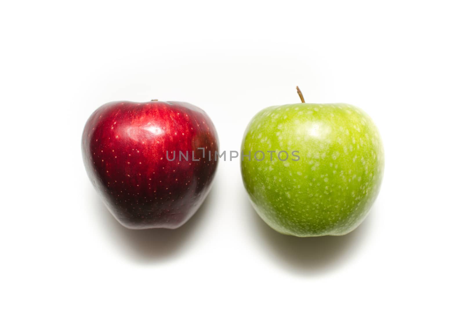 Perfect Fresh Green and Red Apples Isolated on White Background