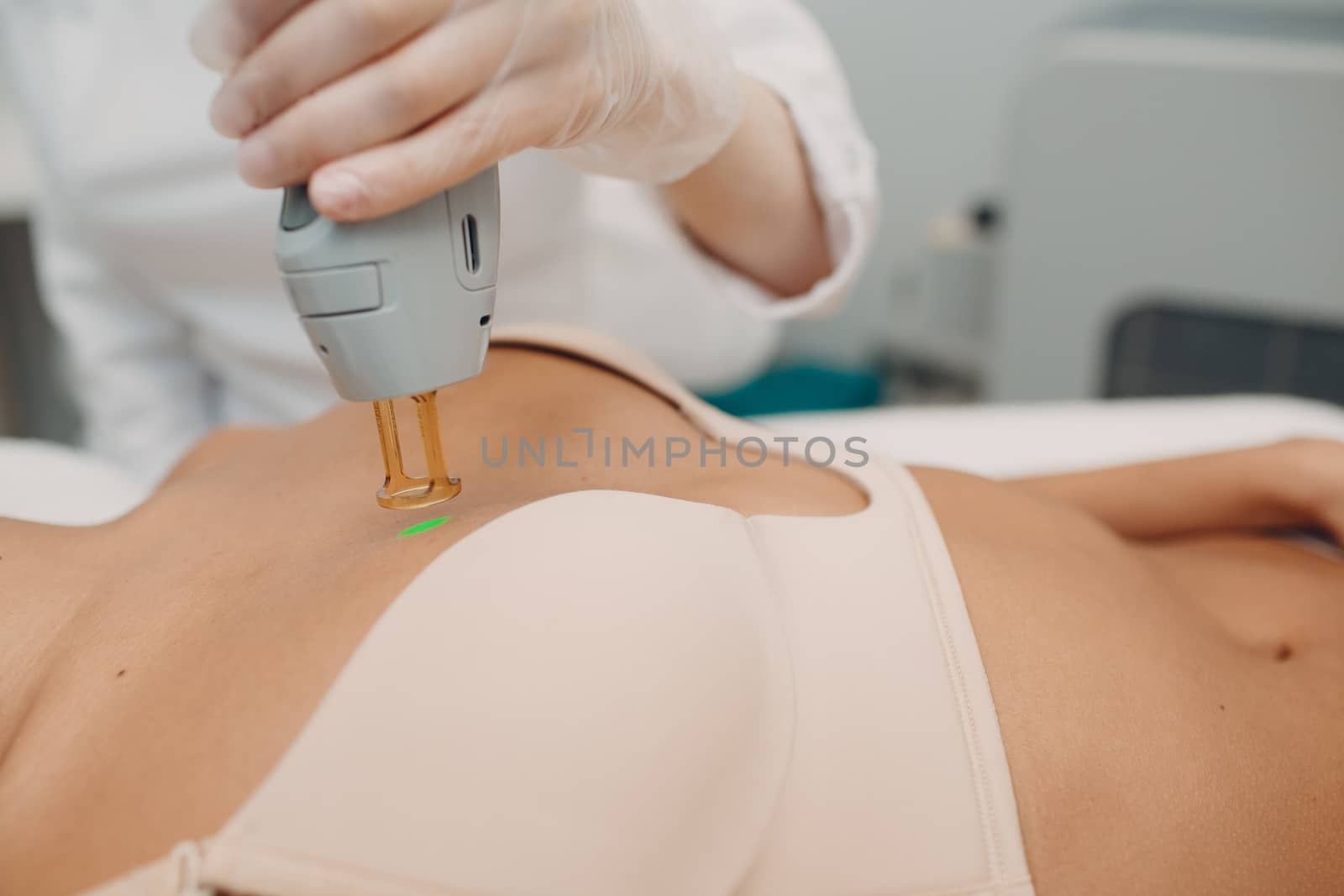 Laser epilation and cosmetology. Hair removal cosmetology procedure. Laser epilation and cosmetology. Cosmetology and SPA concept.