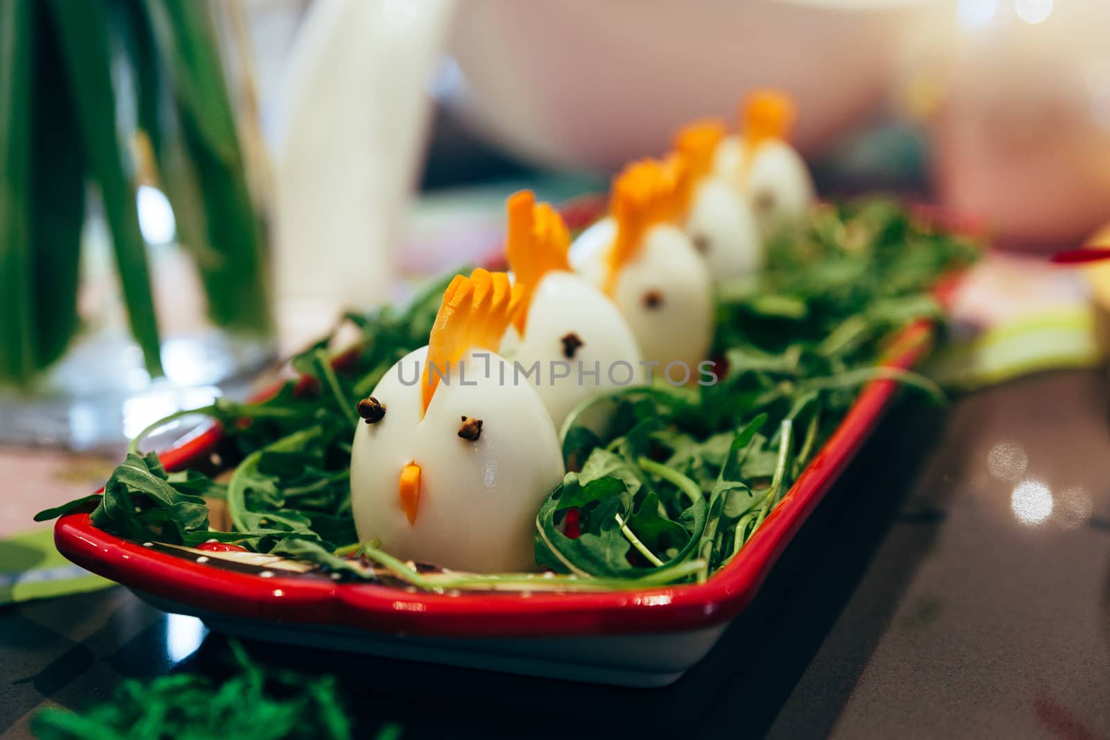Hard boiled decorated eggs