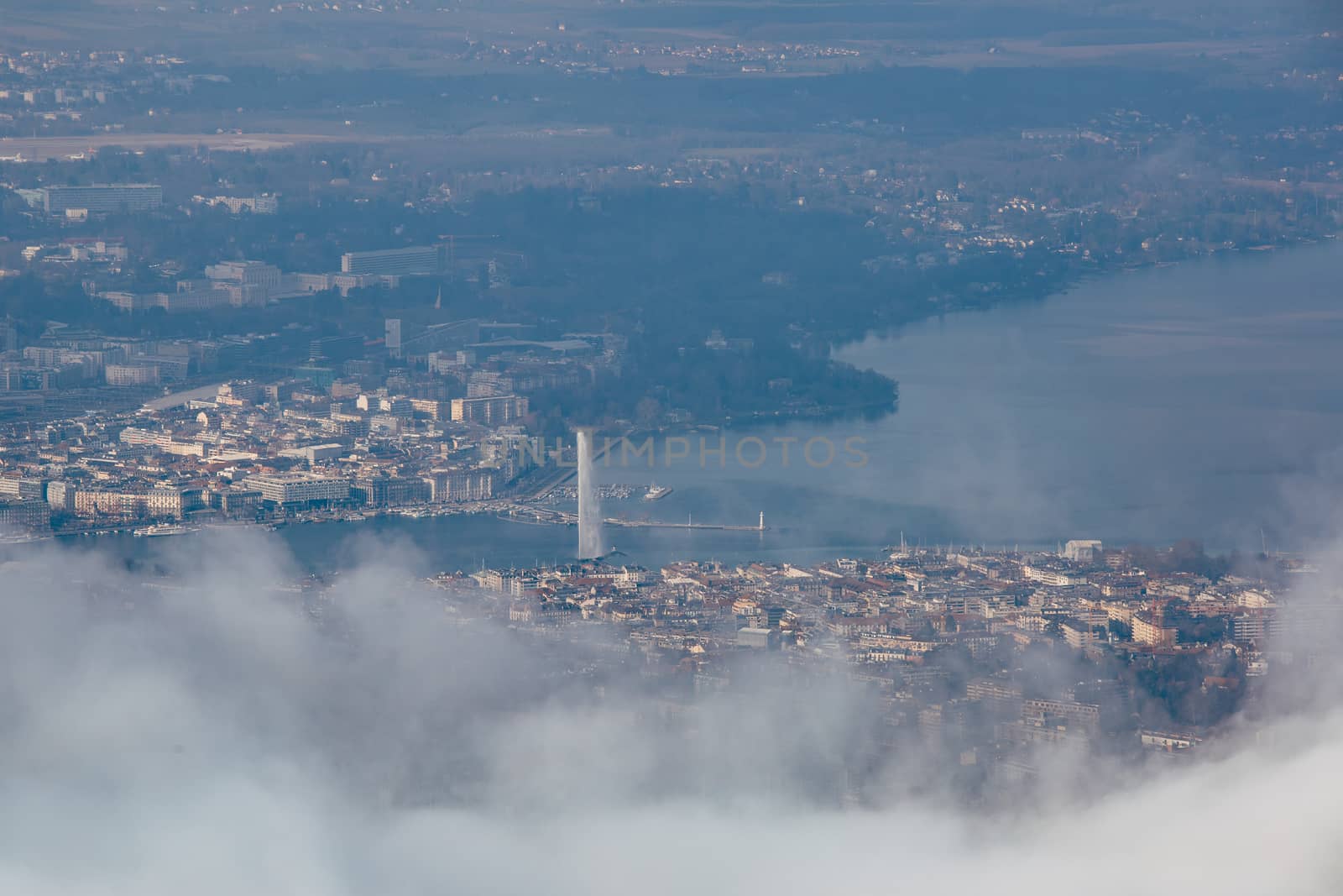 Geneva aerial through the clouds by FCerez