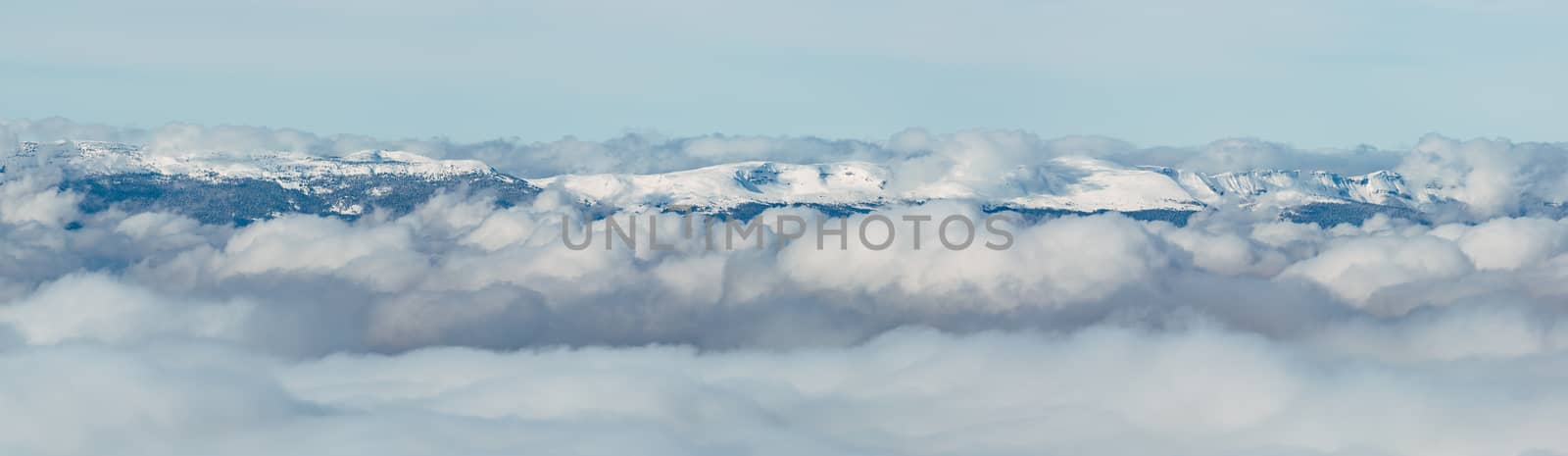 The Jura mountain emerging from the winter fog.