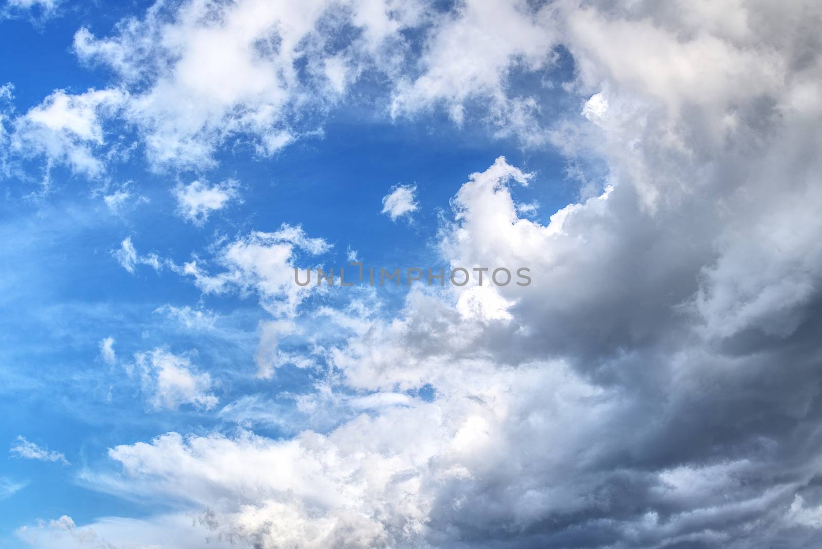 blue sky background with tiny clouds before or after hard raining day