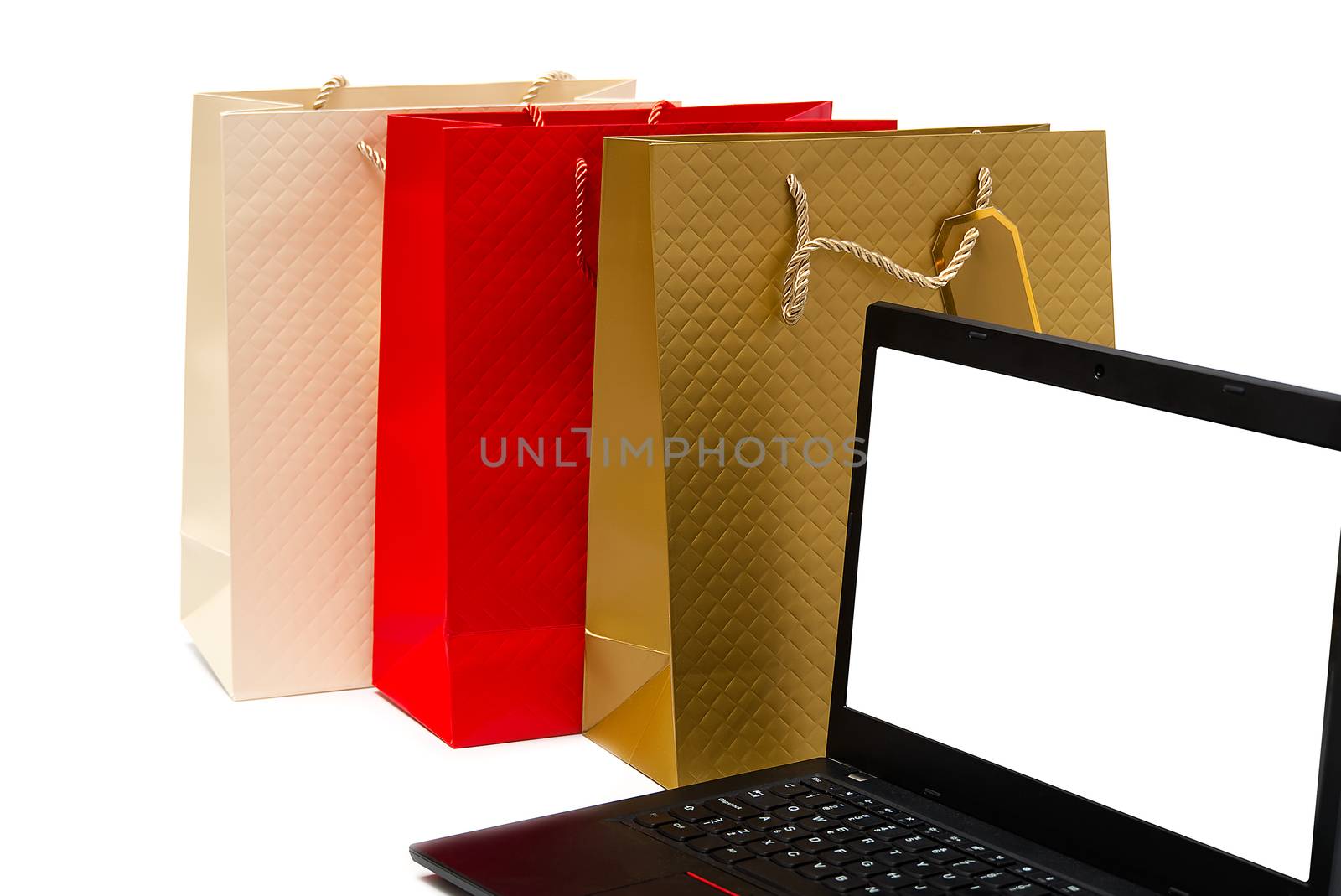 Online shopping with laptop from home concept. mock up. by PhotoTime