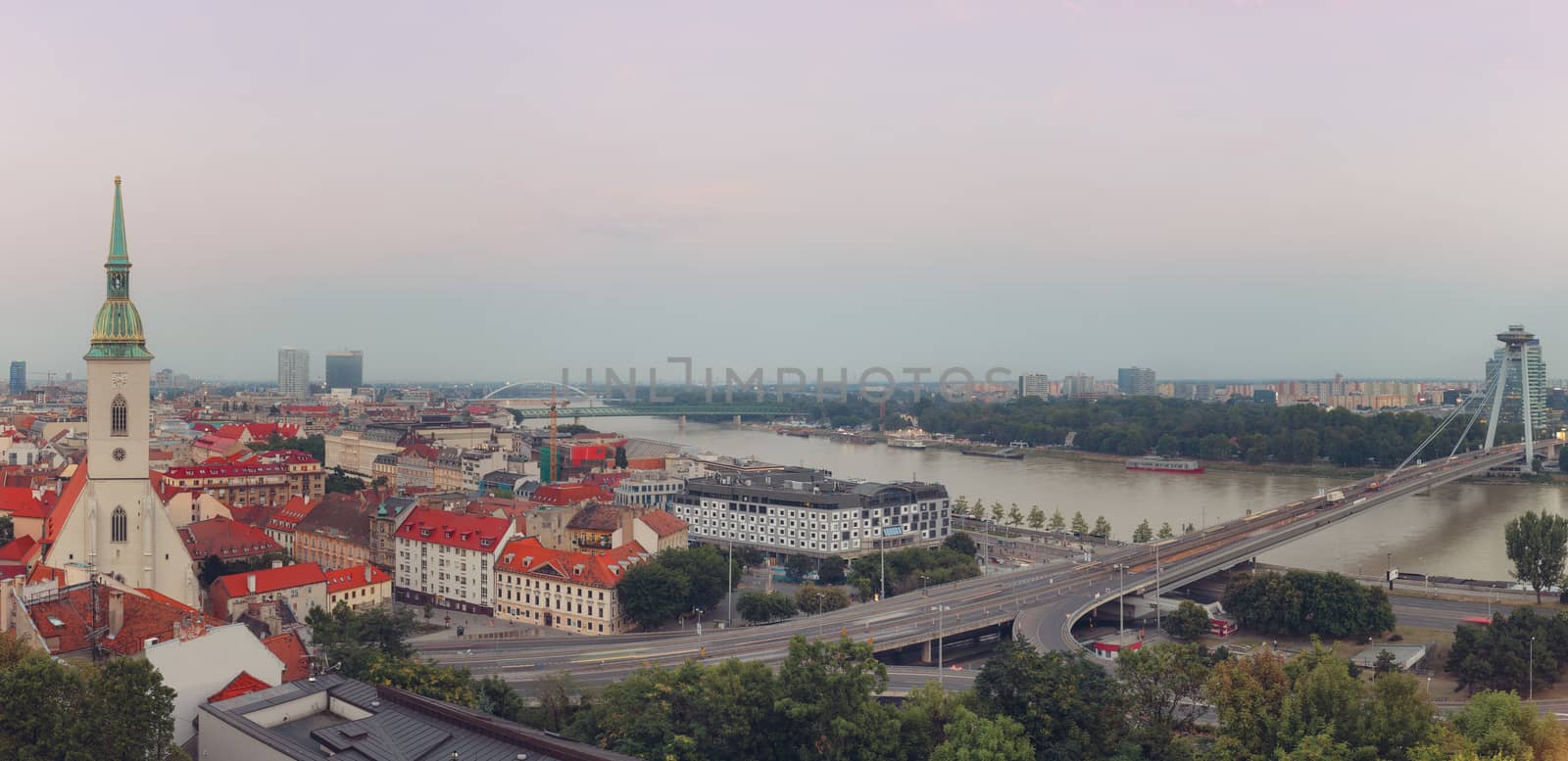 Panoramic view of Bratislava city with St. Martin's Cathedral an by necro79