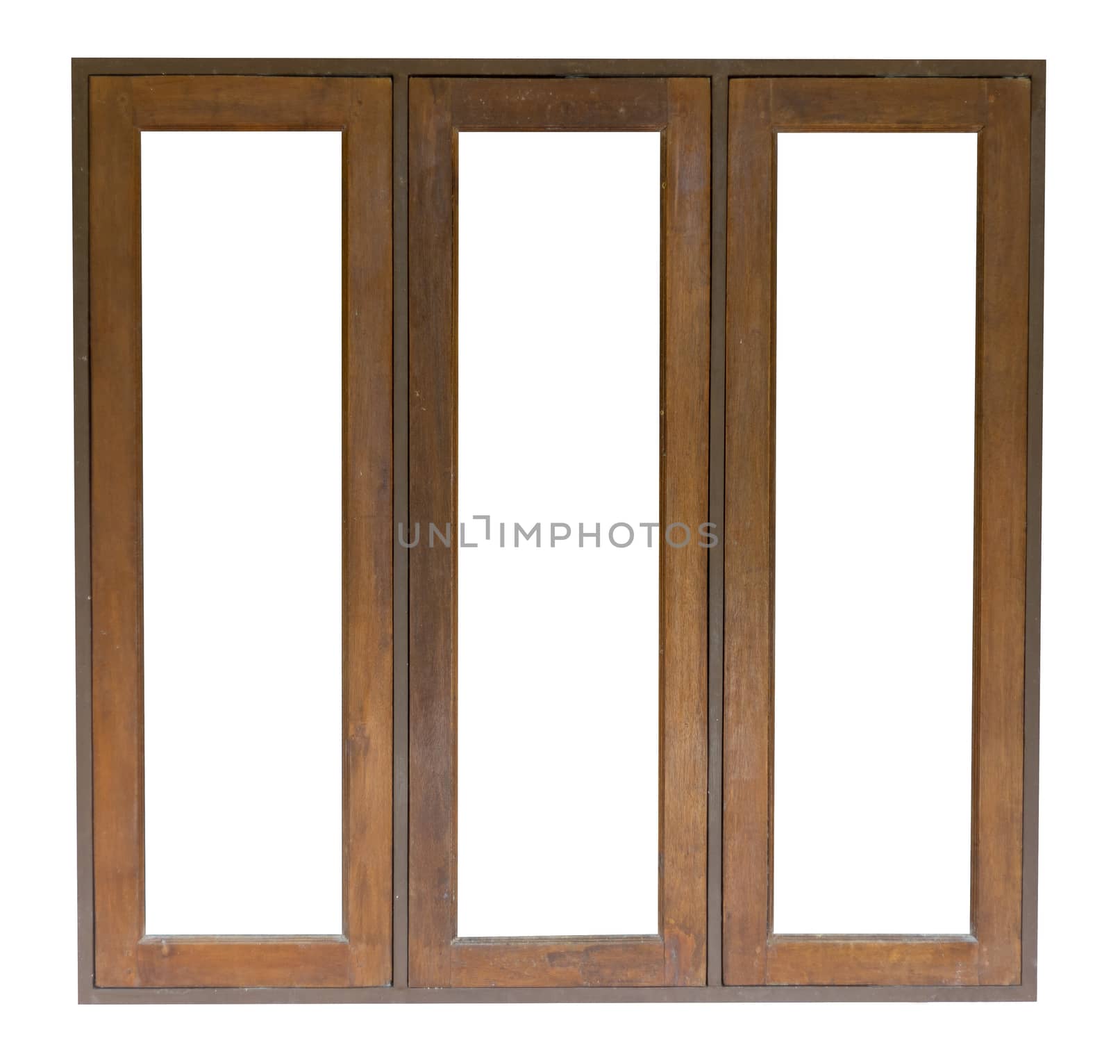 Wood window isolated on white background. Save with clipping path