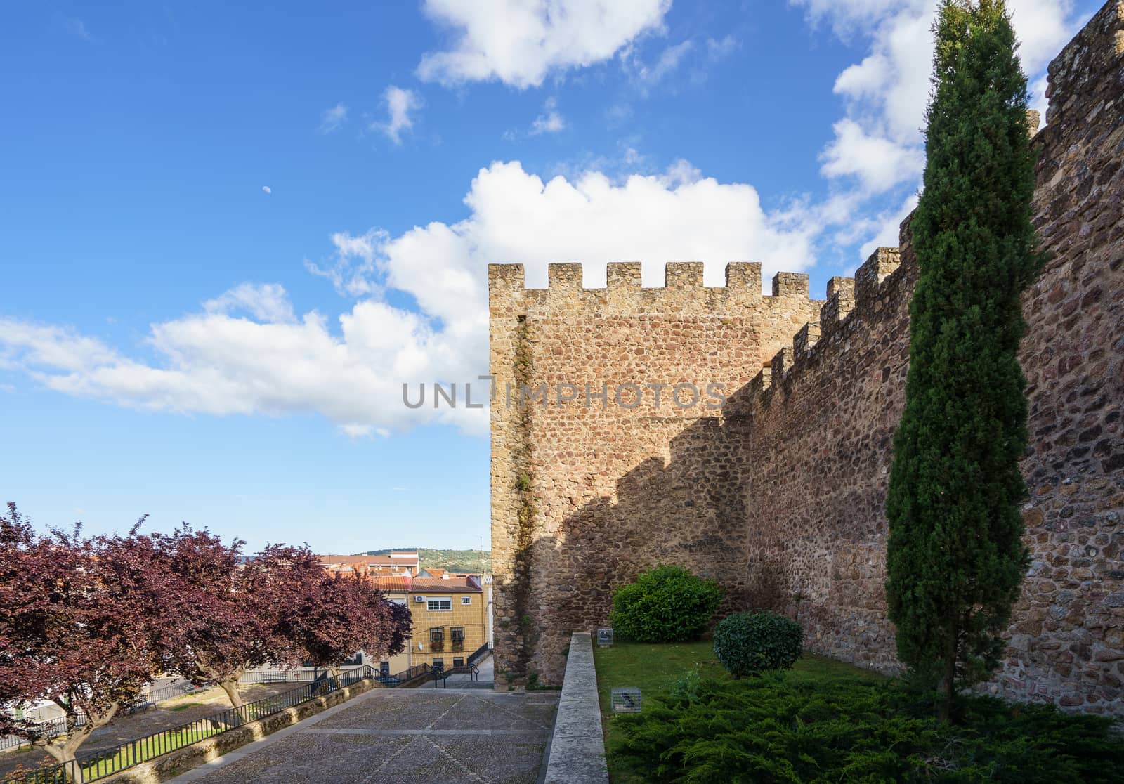 Torre Lucia defensive tower and medieval walls of Plasencia, walled market city in the province of Caceres, Spain