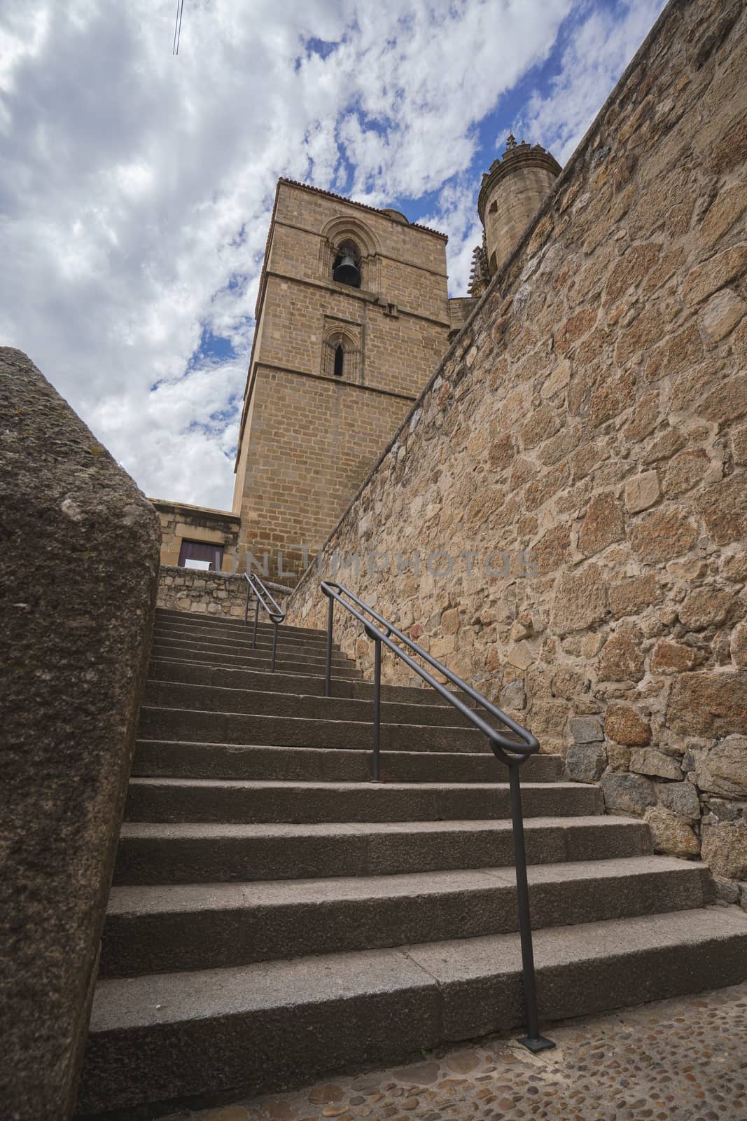 Stairs to the New Cathedral of Plasencia or Catedral de Asuncion de Nuestra Senora, Spain by tanaonte