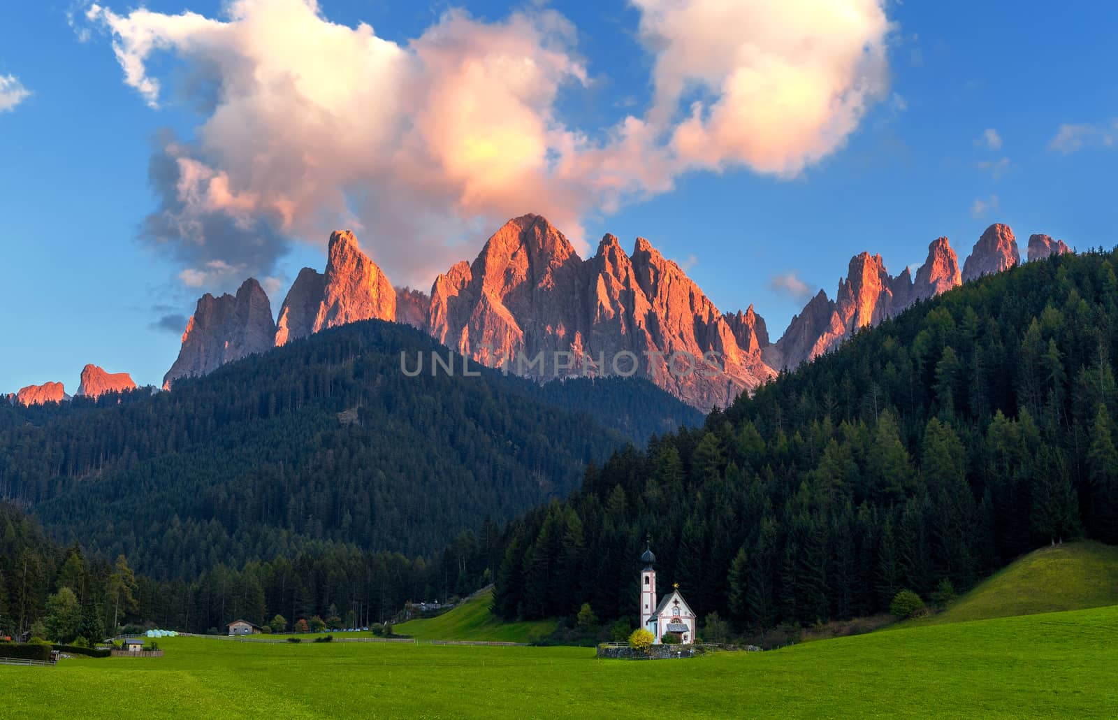 St. Johann (San Giovanni in Italian) chapel in Val di Funes with by necro79