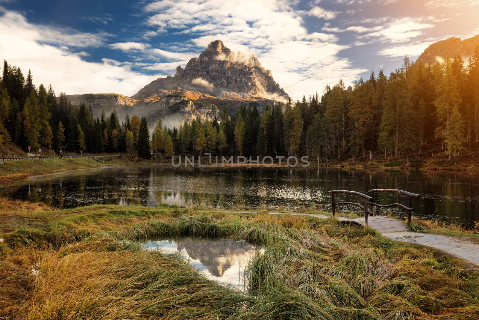 Iconic view of famous Tre Cime di Lavaredo (Drei Zinnen) from An by necro79