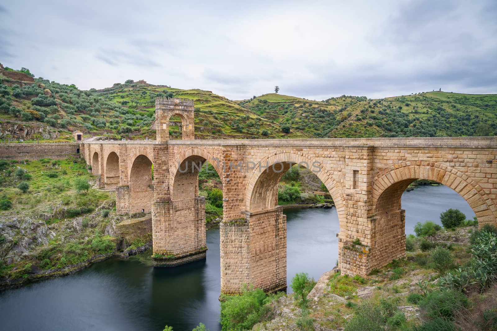 Roman bridge over the Tajo river in Alcantara, Caceres province,Extremadura, Spain by tanaonte