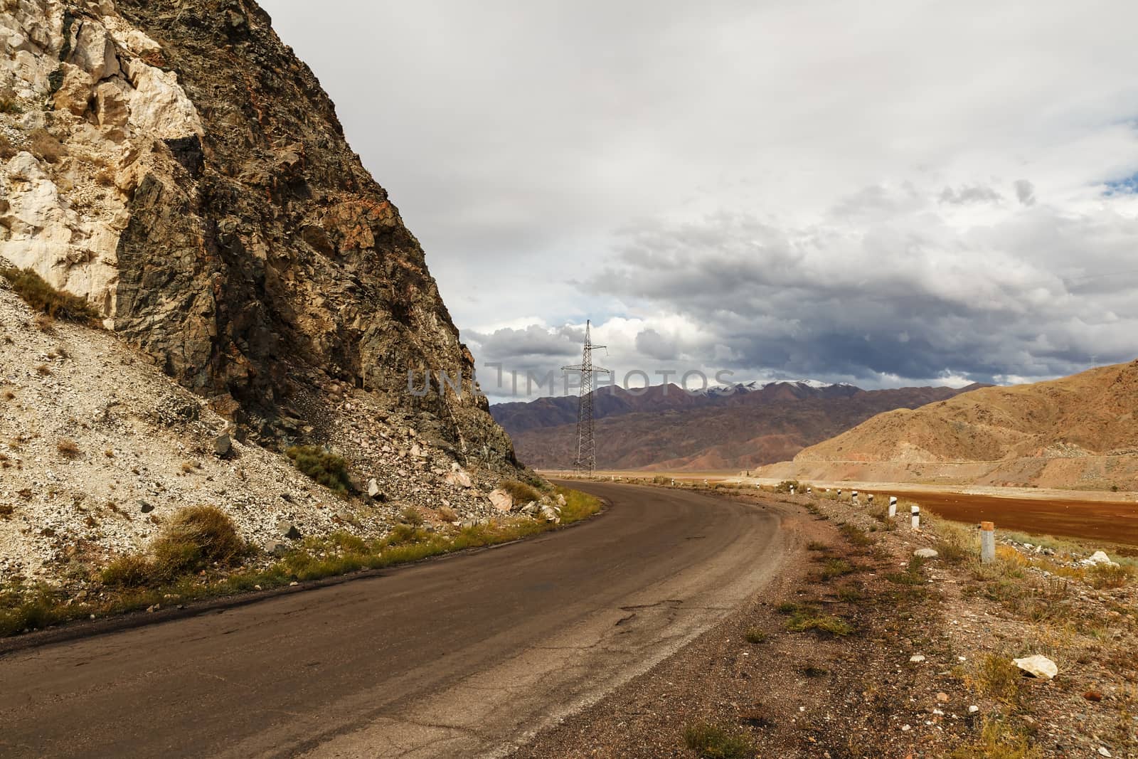 A365 highway, mountain road along the Chu River, Kyrgyzstan, Kochkor District