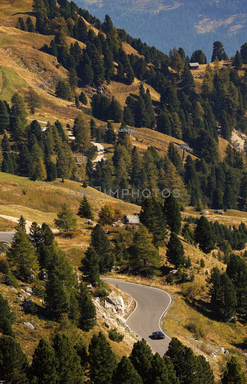 Beautiful landscape from Gardena Pass in Val Gardena region, Dol by necro79