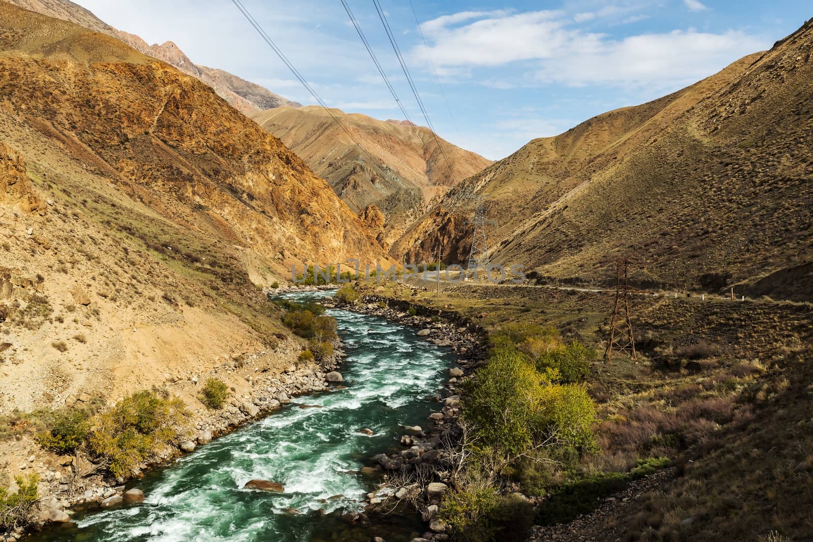 Kokemeren river, mountain river in the Naryn region of Kyrgyzstan.