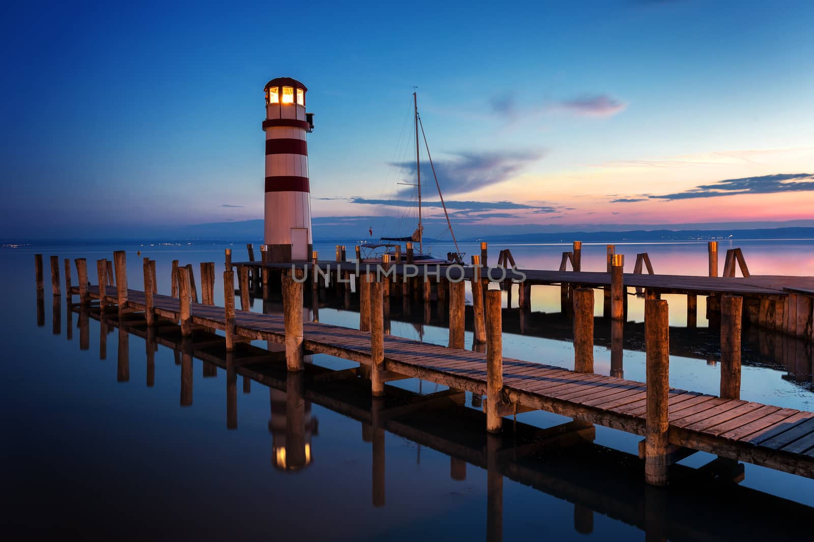 Lighthouse at sunset, Podersdorf am see, Austria by necro79