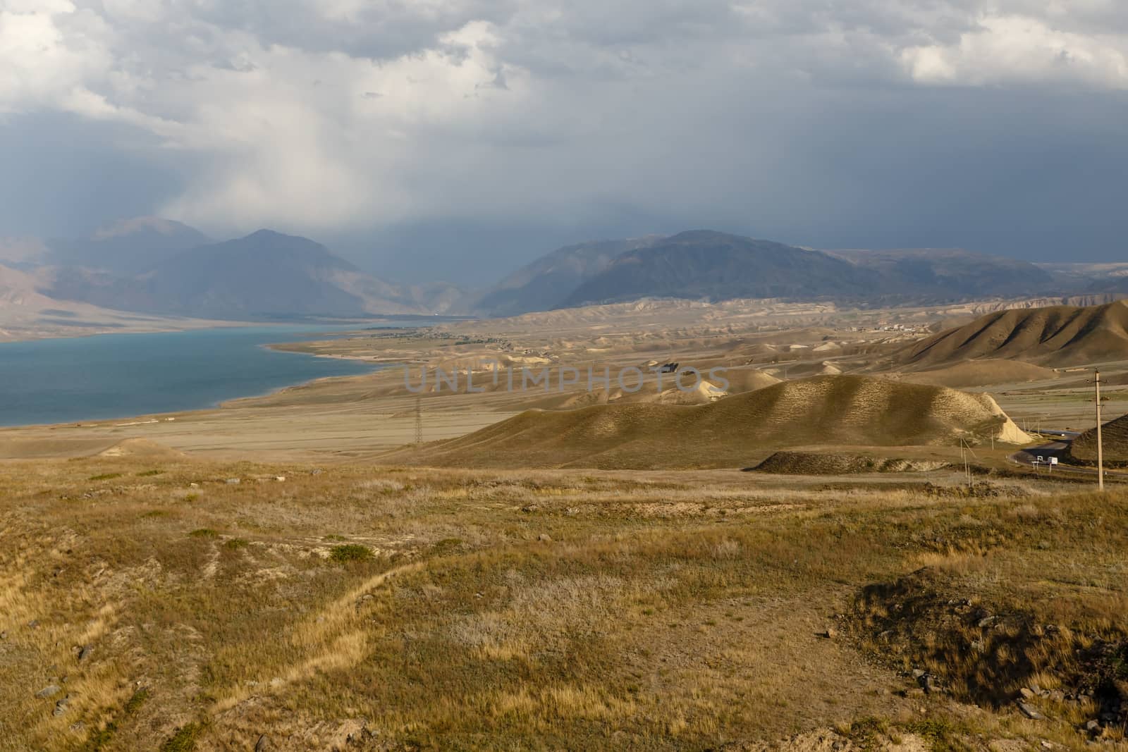 Toktogul Reservoir, reservoir in the territory of the Toktogul district of the Jalal-Abad region of Kyrgyzstan.