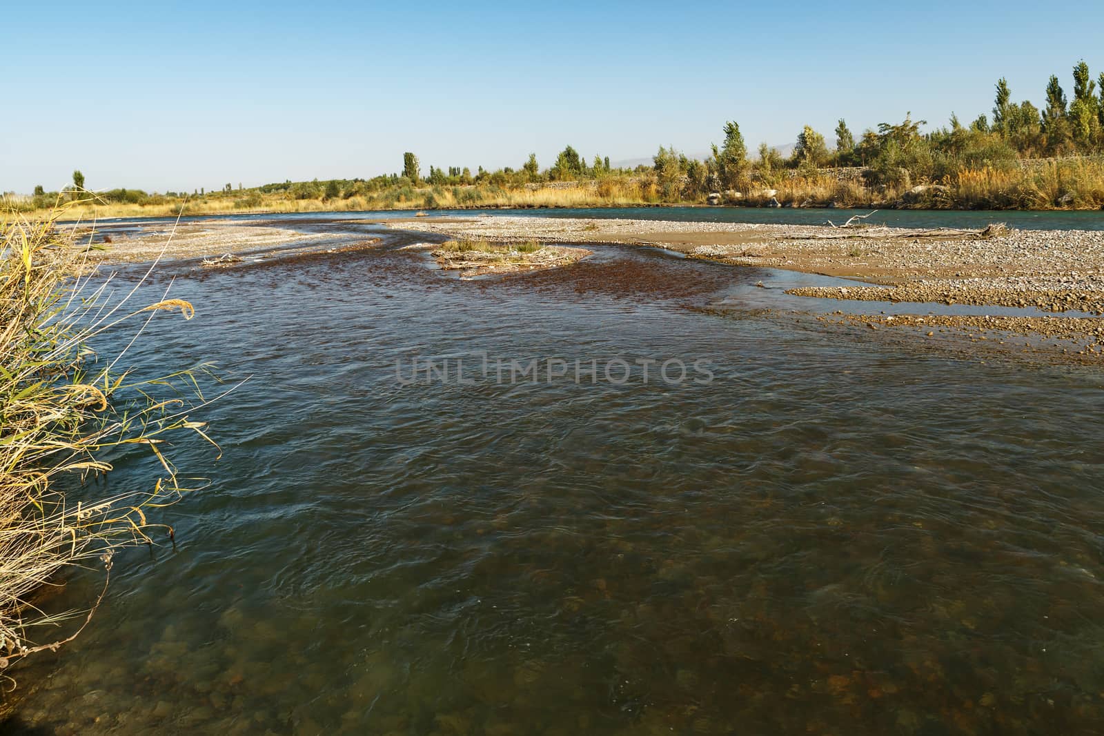 Chu River, border between Kazakhstan and Kyrgyzstan.