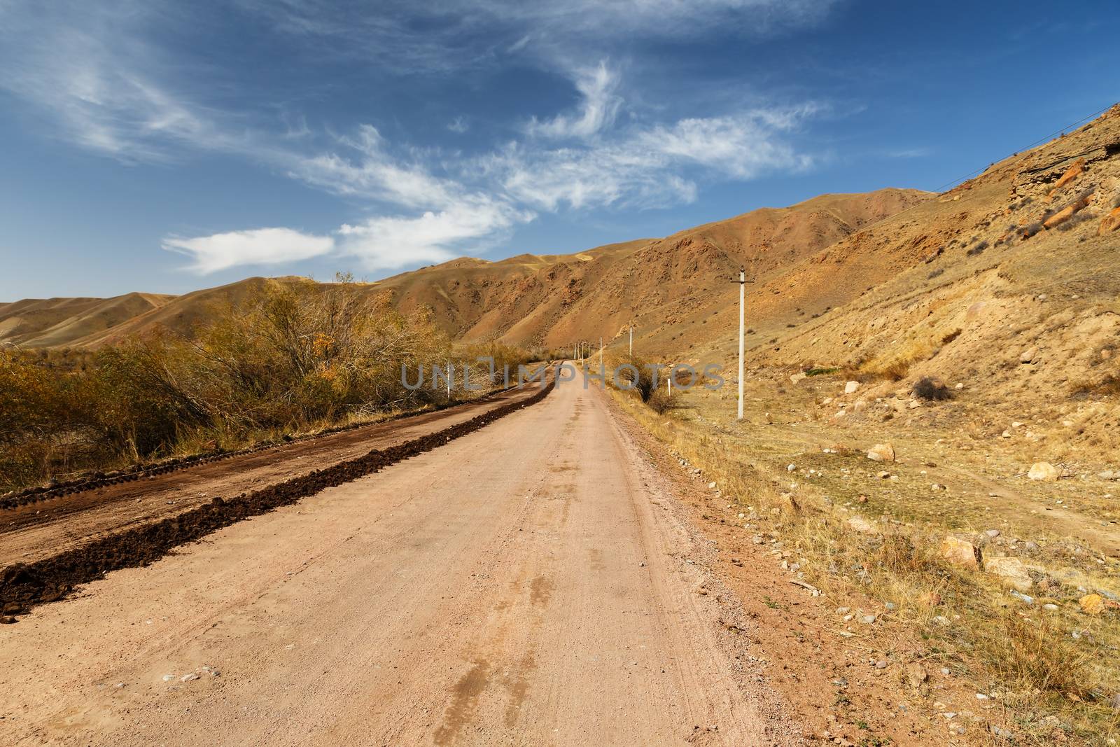 A 367 highway passing in the Chui region of Kyrgyzstan, near the village of Kojomkul