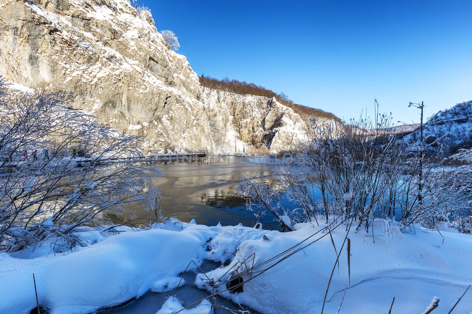 Plitvice lakes during winter, Croatia, Europe