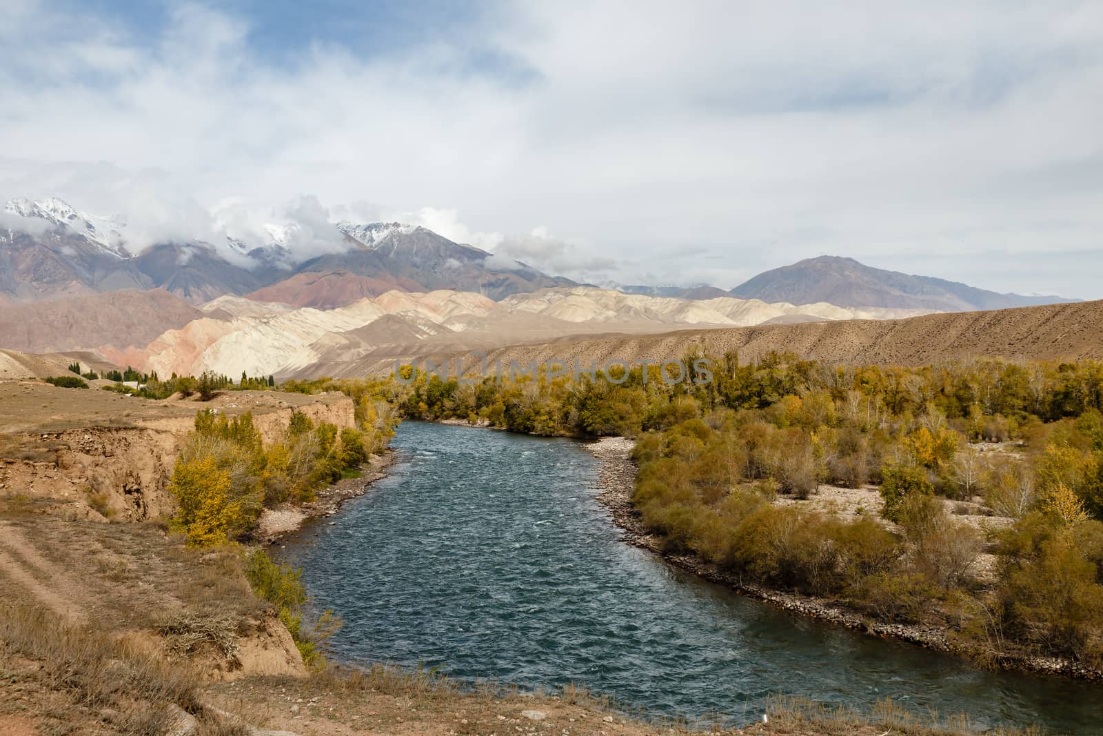 Kokemeren river, mountain river in the Naryn region of Kyrgyzstan.