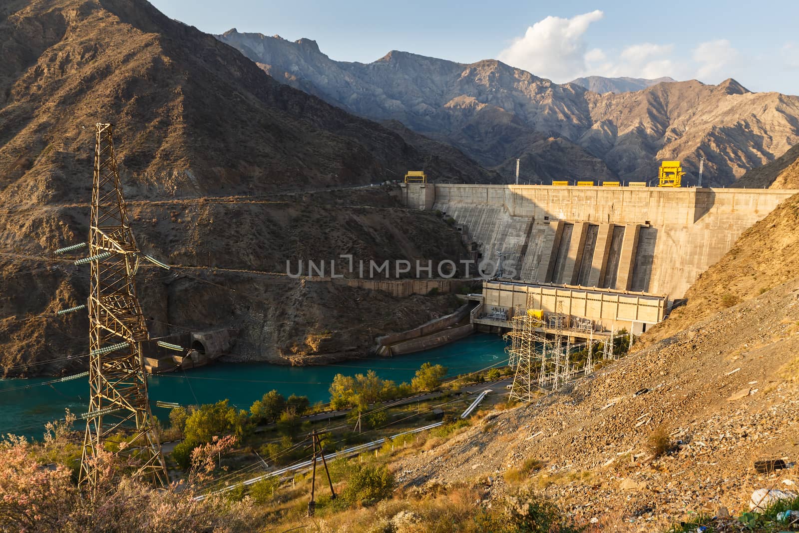 hydroelectric power station on Naryn river, Kyrgyzstan.